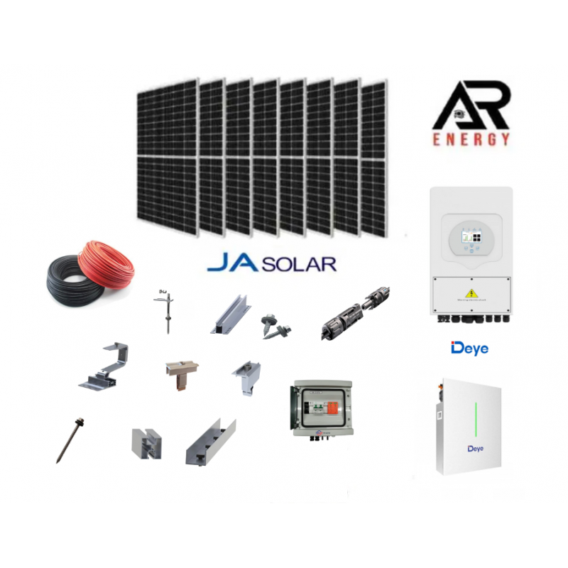 Kit Hibrid Monofazat DEYE - 8 kW + Baterie - 10.2 kWh Kit Hibrid Monofazat DEYE - 8 kW + Baterie - 10.2 kWh