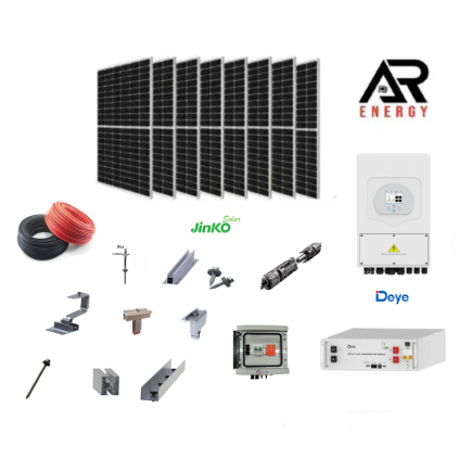 Kit Hibrid Monofazat DEYE - 6 kW + Baterie - 10,24 kWh