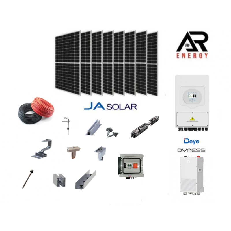 Kit Hibrid Monofazat DEYE - 8 kW + Baterie - 14.33 kWh Kit Hibrid Monofazat DEYE - 8 kW + Baterie - 14.33 kWh