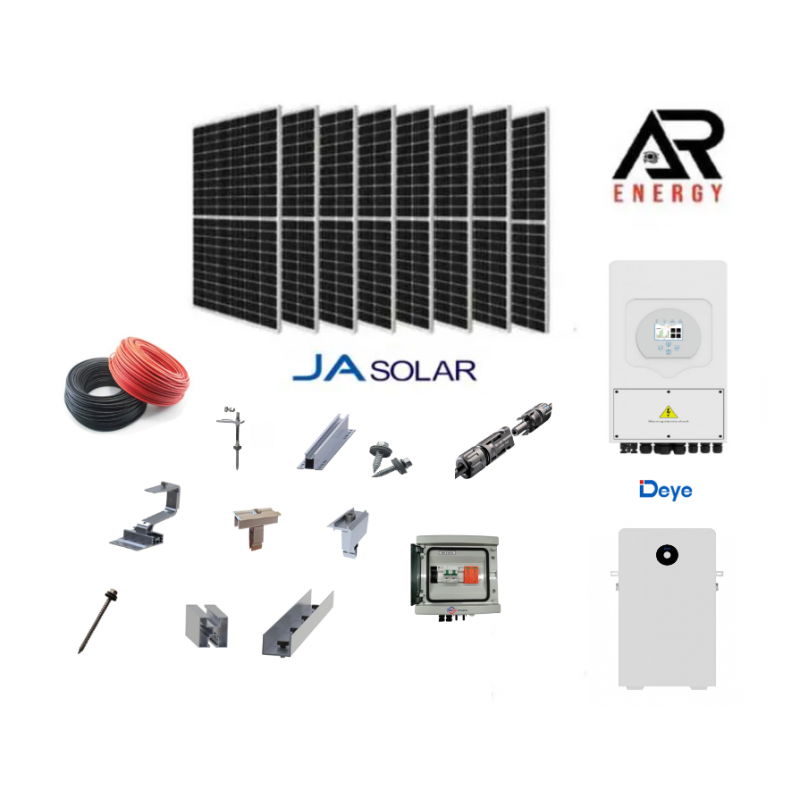Kit Hibrid Monofazat DEYE - 8 kW + Baterie - 16kWh Kit Hibrid Monofazat DEYE - 8 kW + Baterie - 16kWh