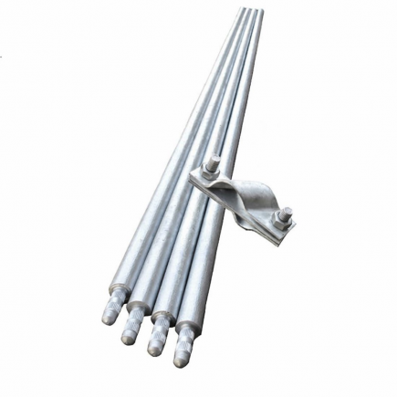 Set/Kit împământare verticală 6 m, Ø 20 mm, 4 electrozi, oțel zincat, cu brida conexiune, cod AMR-ET-20-1500-GALV-01